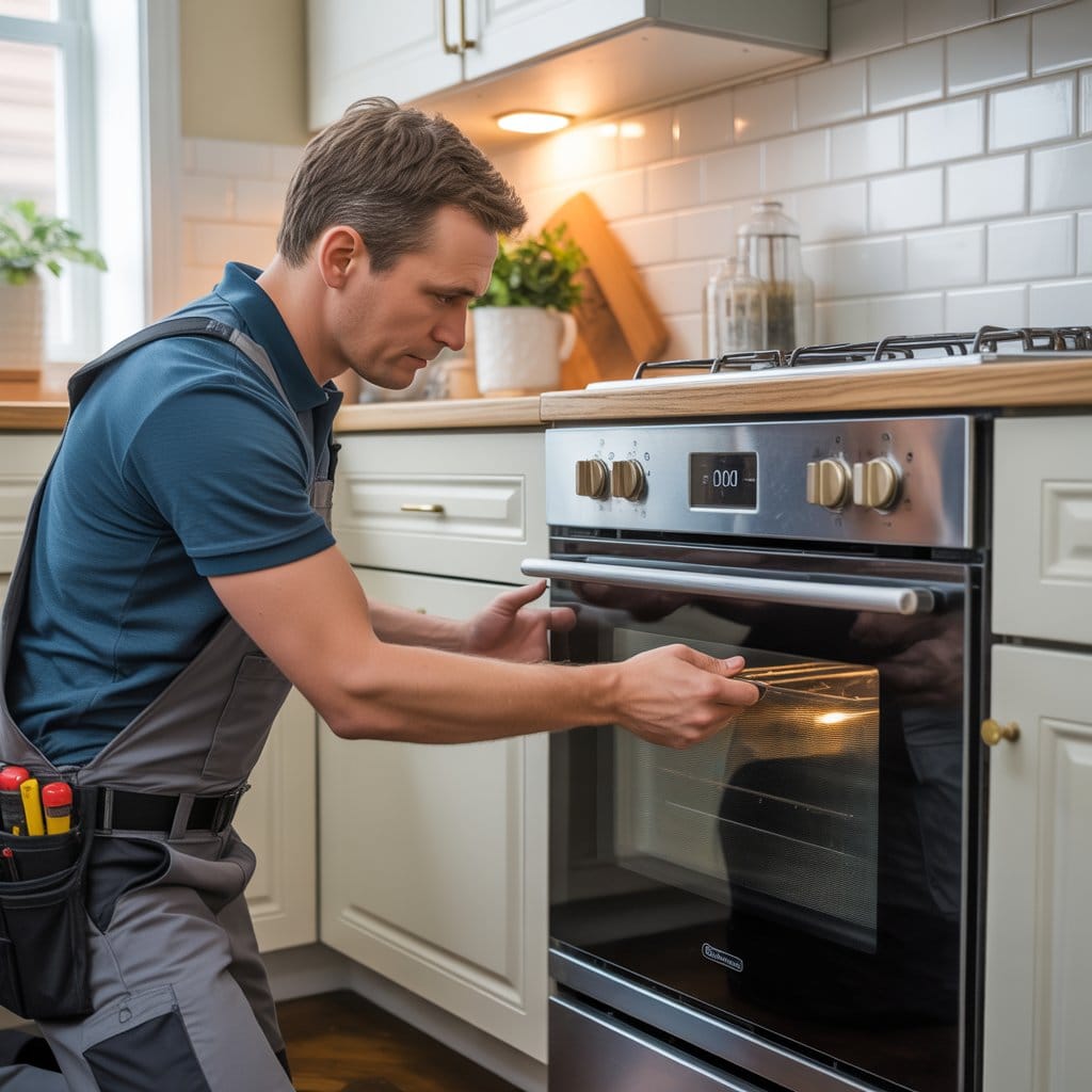 
Oven-repair-Spokane-technician-fixing-appliance
